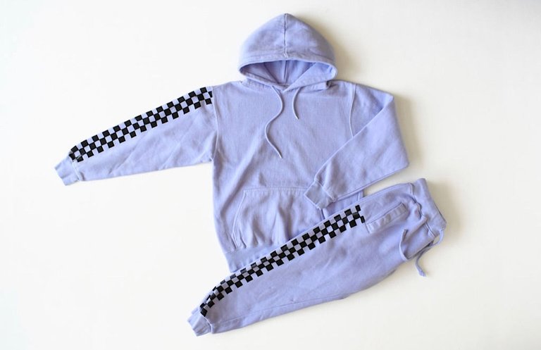 Adult Hand Dyed Hoodie In Purple Checkerboard
