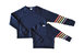 Adult Navy Cropped Sweatshirt With Rainbow Stripes