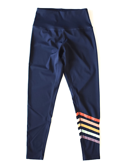 Worthy Threads Adult Navy Leggings With Rainbow Stripes product