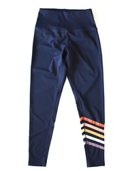 Adult Navy Leggings With Rainbow Stripes - Navy