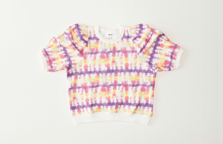 Adult Puff Sleeve Crew Neck In Sunset Tie Dye - Sunset Tie Dye