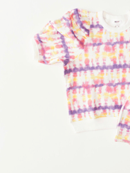 Adult Puff Sleeve Crew Neck In Sunset Tie Dye