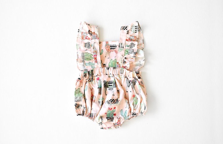 Bubble Romper In Pink Llama