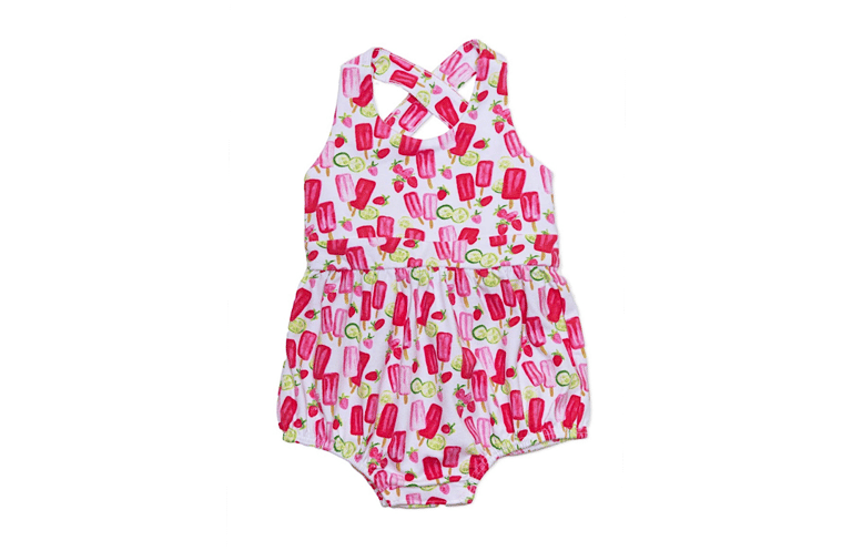 Cross Back Bubble Romper In Popsicles