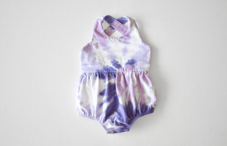 Cross Back Bubble Romper In Purple Tie Dye - Purple Tie Dye