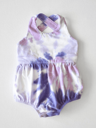 Cross Back Bubble Romper In Purple Tie Dye - Purple Tie Dye