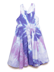 Cross Back Twirly Dress -  Purple Tie Dye