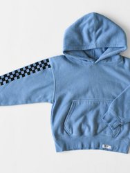 Kids Hand Dyed Checkerboard Hoodie - Blue