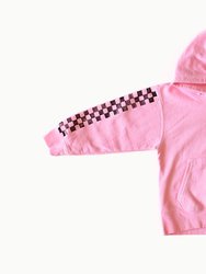 Kids Hand Dyed Hoodie In Pink Checkerboard - Pink