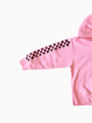 Kids Hand Dyed Hoodie In Pink Checkerboard - Pink