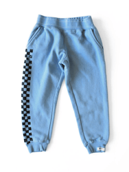 Kids Hand Dyed Joggers In Blue Checkerboard - Blue