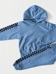 Kids Hand Dyed Joggers In Blue Checkerboard