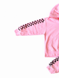 Kids Hand Dyed Joggers In Pink Checkerboard