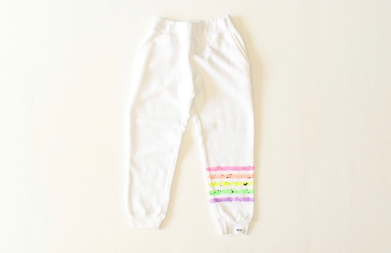 Kids Hand Painted Joggers - Neon Stripe