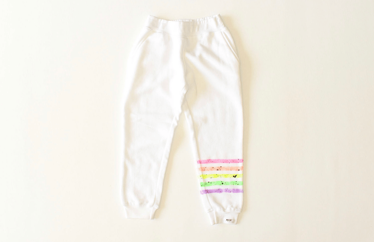 Kids Hand Painted Joggers - Neon Stripe