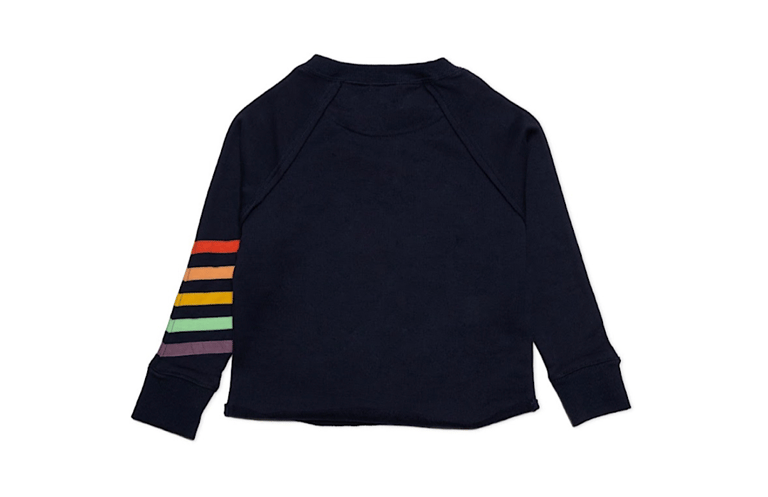 Kids Navy Cropped Sweatshirt With Rainbow Stripes