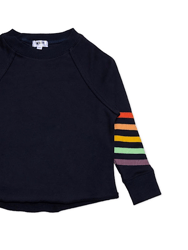 Kids Navy Cropped Sweatshirt With Rainbow Stripes - Navy
