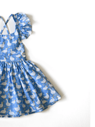 Ruffle Sleeve Dress in Ducks - Blue Ducks Print