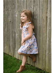 Ruffle Sleeve Dress In Purple Flowers