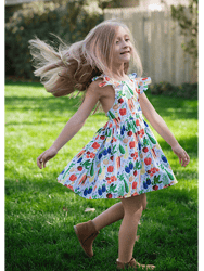 Ruffle Sleeve Dress In Veggies