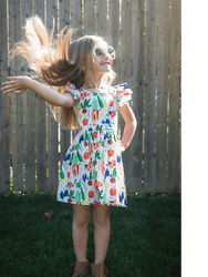 Ruffle Sleeve Dress In Veggies