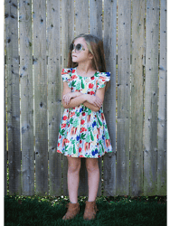 Ruffle Sleeve Dress In Veggies