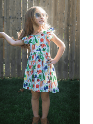 Ruffle Sleeve Dress In Veggies
