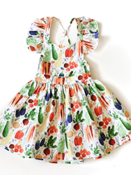 Ruffle Sleeve Dress In Veggies - Veggie Print