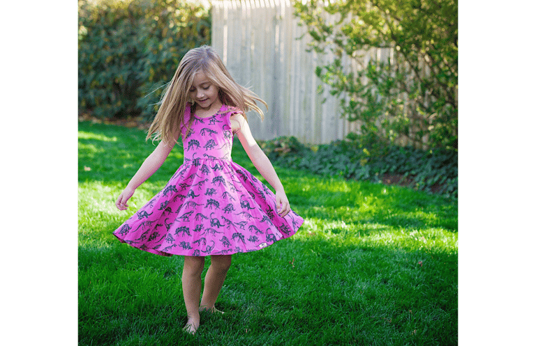 Ruffle Twirly Dress In Dino