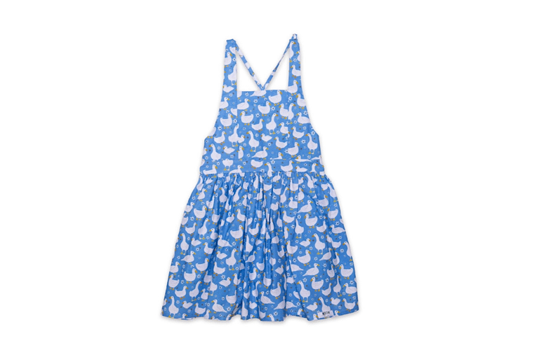 Tie Back Dress In Ducks - Blue Ducks Print