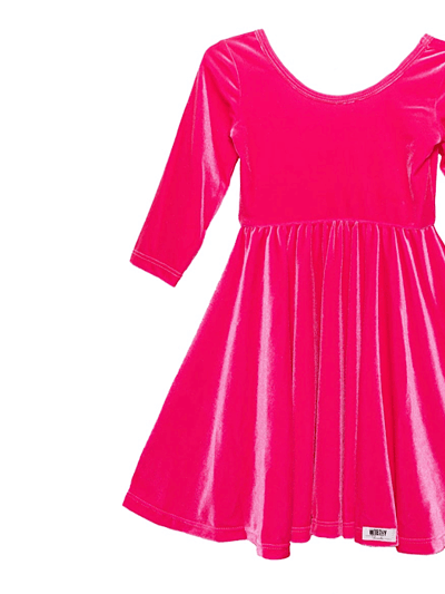 Worthy Threads Twirly Dress In Hot Pink Stretch Velvet product
