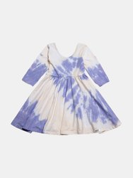 Twirly Dress in Purple & Ivory Tie Dye - Purple & Ivory