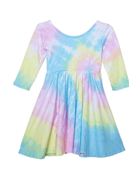 Twirly Pastel Tie Dye Dress - Multi