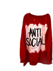 'Anti Social' Painted Sweatshirt - Red