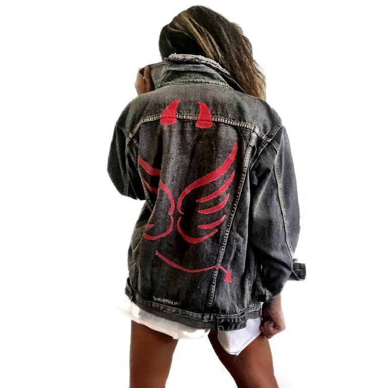 Devil' Denim Jacket - Faded Black