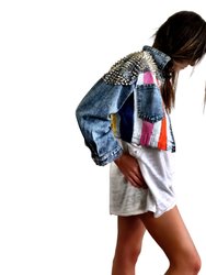 Rainbow Spike Denim Jacket