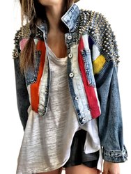 Rainbow Spike Denim Jacket