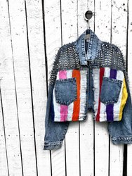 Rainbow Spike Denim Jacket