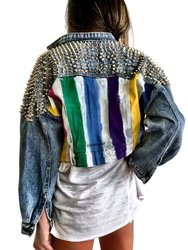 Rainbow Spike Denim Jacket