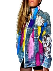 Rainbows and Lace' Denim Jacket - Denim