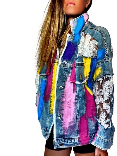 Wren + Glory Rainbows and Lace' Denim Jacket product