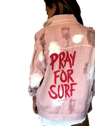 Surfing' Denim Jacket - Light Blush