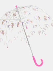X-Brella Childrens/Kids Transparent Unicorn Themed Stick Umbrella (Kids) - Unicorn