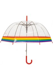 X-Brella Rainbow Border Dome Umbrella (Clear/Red) (One Size) - Clear/Red