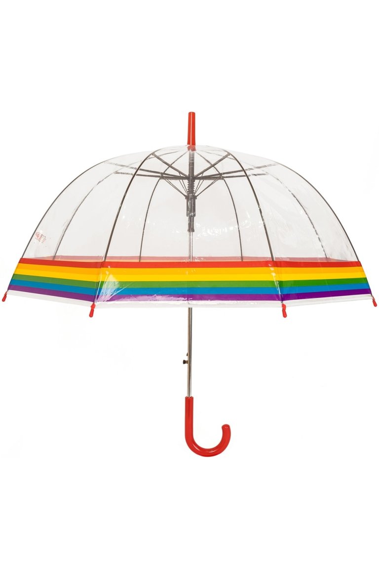 X-Brella Rainbow Border Dome Umbrella (Clear/Red) (One Size) - Clear/Red