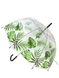 X-Brella Unisex Adults 23in Transparent Tropical Leaf Stick Umbrella (Clear/Green) (One Size) - Clear/Green