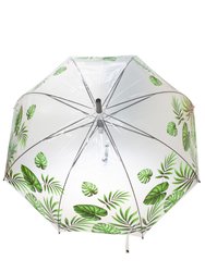 X-Brella Unisex Adults 23in Transparent Tropical Leaf Stick Umbrella (Clear/Green) (One Size)