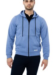 Active Sport Casual Fleece Hoodie With Zipper - Heather Blue