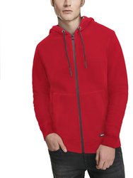 Active Sport Casual Fleece Hoodie With Zipper - Red