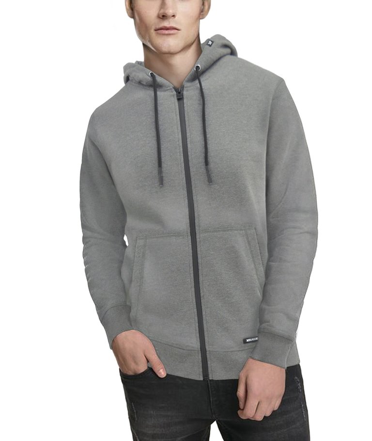 Active Sport Casual Fleece Hoodie With Zipper - Heather Grey